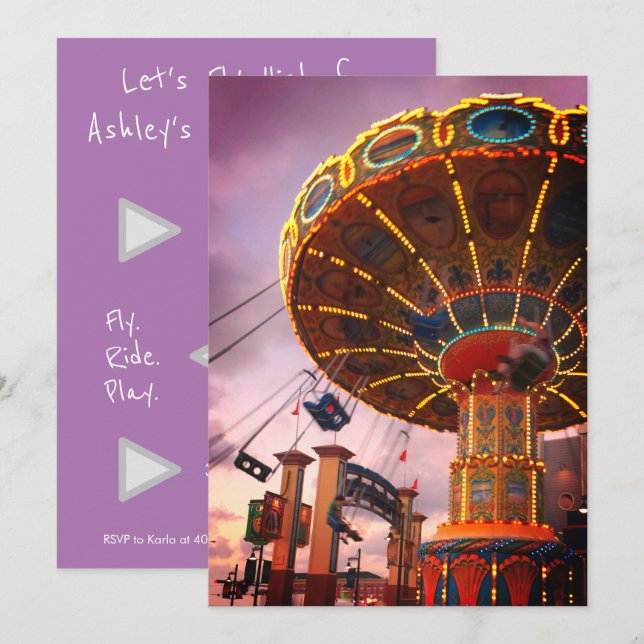 Invitation d'anniversaire au parc d'attractions de (Devant / Derrière)