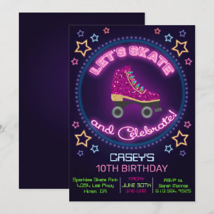 Invitation d'anniversaire au patin à roulettes TOU