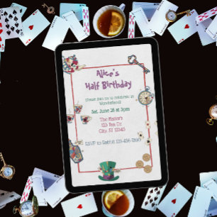 Invitation d'anniversaire au Pays des Merveilles A