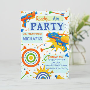 Invitation d'anniversaire au pistolet à fléchettes
