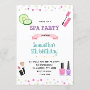 Invitation d'anniversaire au spa mignon