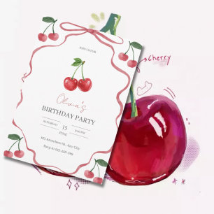 Invitation d'anniversaire au thème de cerise migno