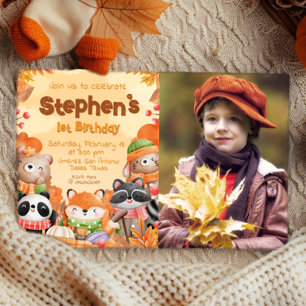 Invitation d'anniversaire Automne Woodlands avec p