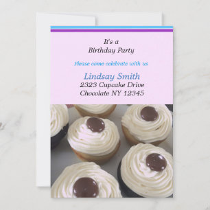 Invitation d'anniversaire aux Cupcakes Vanille