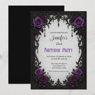 Invitation d'anniversaire aux élégantes roses viol