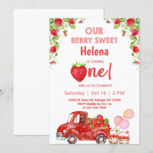 Invitation d'anniversaire aux fraises de baies suc