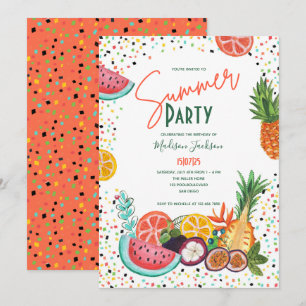 Invitation d'anniversaire aux fruits d'été Pastèqu