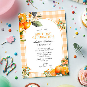 Invitation d'anniversaire aux fruits orange