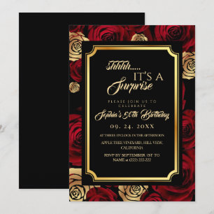 Invitation d'anniversaire aux roses Bourgogne noir