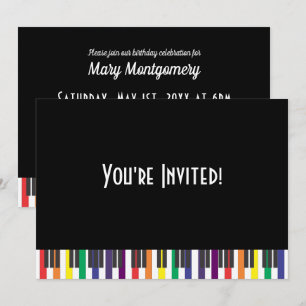Invitation d'anniversaire aux touches de piano arc
