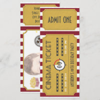 Invitation d'anniversaire avec billet de cinéma aj