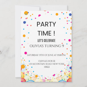 Invitation d'anniversaire avec confettis colorés m