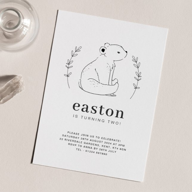 Invitation d'anniversaire avec dessin d'ours au tr (Créateur téléchargé)