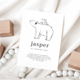 Invitation d'anniversaire avec dessin ours au trai