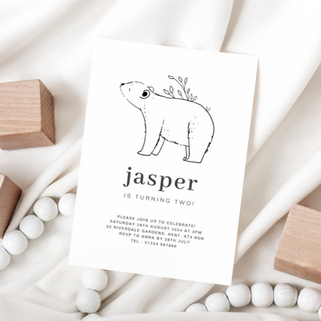 Invitation d'anniversaire avec dessin ours en lign (Créateur téléchargé)