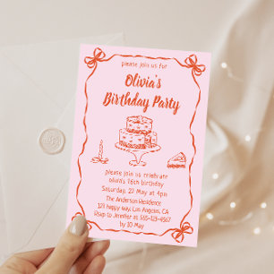Invitation d'anniversaire avec gâteau et bordure d