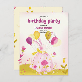 Invitation d'anniversaire avec lapin