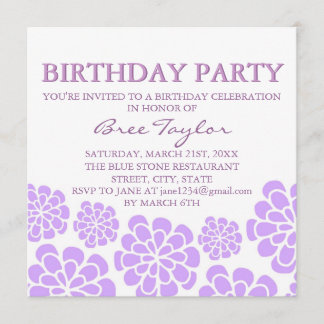 Invitation d'anniversaire avec motif de fleurs Mod