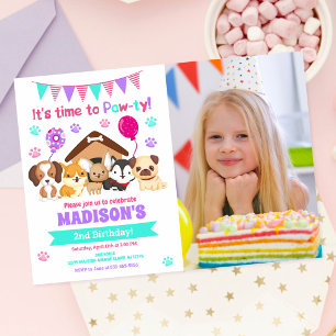 Invitation d'anniversaire avec photo de chiot / Fê