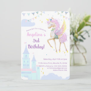 Invitation d'anniversaire avec une adorable licorn
