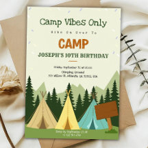 Invitation d'anniversaire avec une ambiance campin