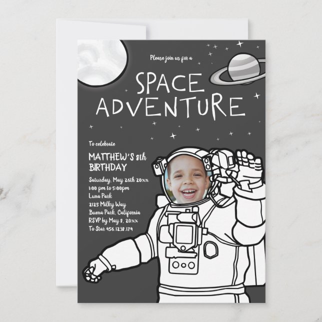 Invitation d'anniversaire Aventure Spatiale (Devant)