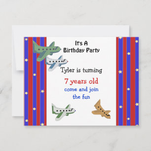 Invitation d'anniversaire Avions