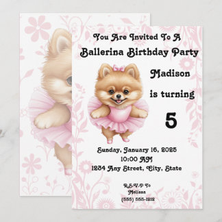 Invitation d'anniversaire Ballerina personnalisabl