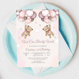 Invitation d'anniversaire ballon ours en peluche