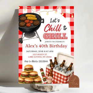 Invitation d'anniversaire BBQ Red Gingham Grill an