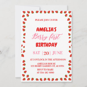Invitation d'anniversaire Berry First avec bordure