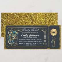 Invitation d'anniversaire billet de masquerade sar