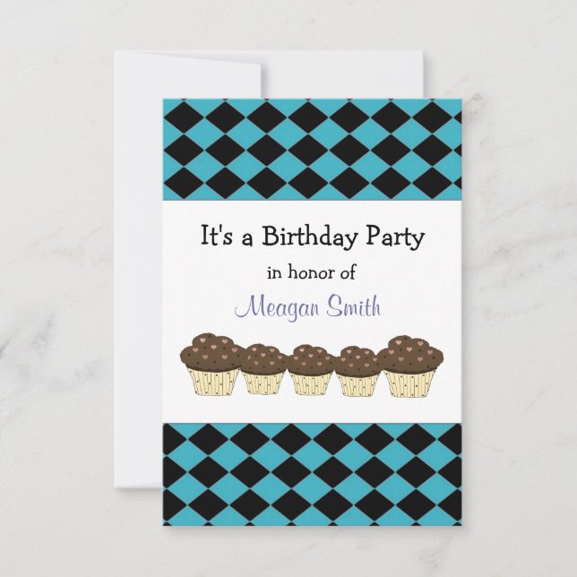 Invitation d'anniversaire Black and Blue Diamond (Devant)
