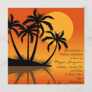 Invitation d'anniversaire Black & Orange Island Pa