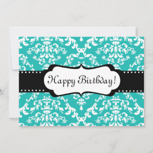 Invitation d'anniversaire bleu Cute Damask Sweet 1