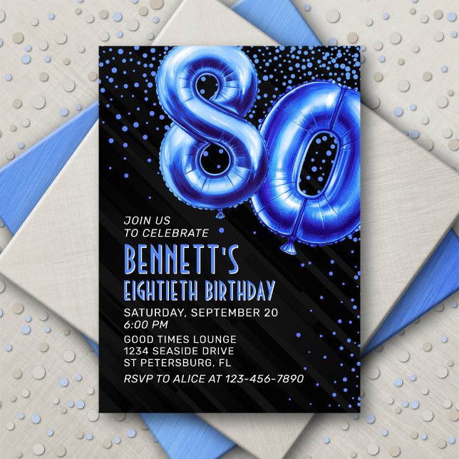 Invitation d'anniversaire bleu Mens (Créateur téléchargé)