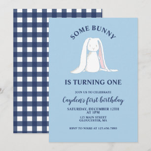Invitation d'anniversaire bleu pour un premier ann