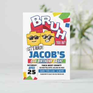 Invitation d'anniversaire Bloc de construction Bru