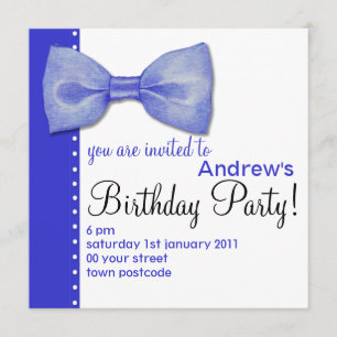 Invitation d'anniversaire Blue BowTie
