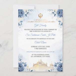 Invitation d'anniversaire Blue Floral Sukhmani Sah