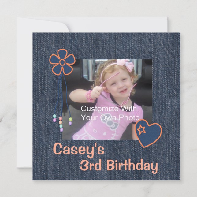 Invitation d'anniversaire Blue Jean Denim (Devant)