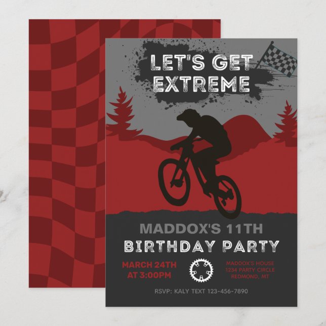 Invitation d'anniversaire BMX | Invitation à vélo (Devant / Derrière)