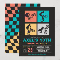 Invitation d'anniversaire BMX | Invitation à vélo