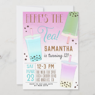 Invitation d'anniversaire Boba Milk Tea