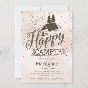 Invitation d'anniversaire bohème Happy Camper