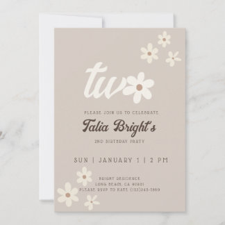 Invitation d'anniversaire Boho Fleur Naturelle Dai