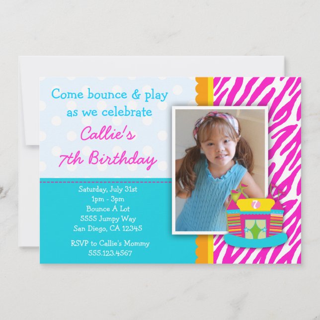 Invitation d'anniversaire Bounce House Zebra Impri (Devant)