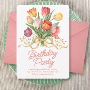 Invitation d'anniversaire Bouquet de Tulipes