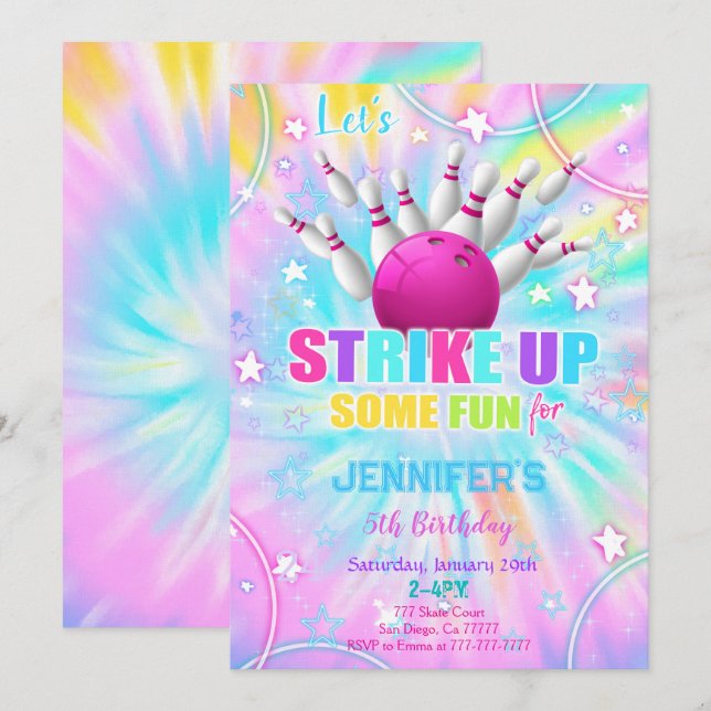 Invitation d'anniversaire Bowling modifiable (Devant / Derrière)