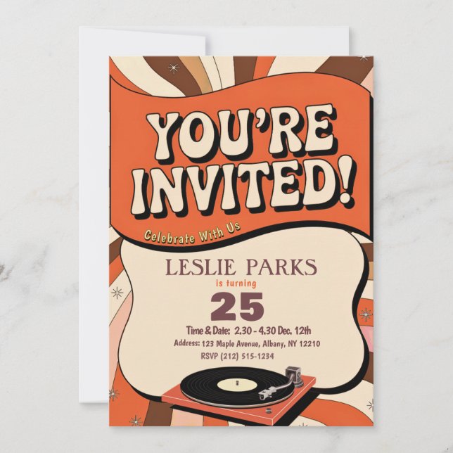 Invitation d'anniversaire Brown et orange super (Devant)